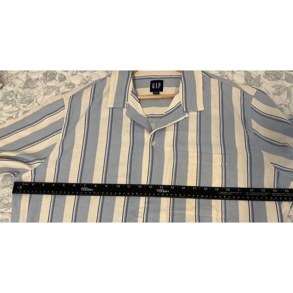 Gap Blue & White Striped Short Sleeve Button-Up Shirt Size XL, NEW - Picture 9 of 10